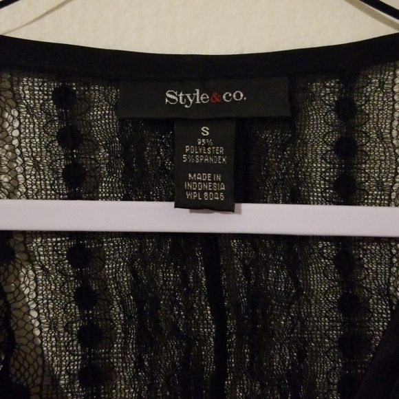 Black Lace Button down Top - Picture 3 of 5